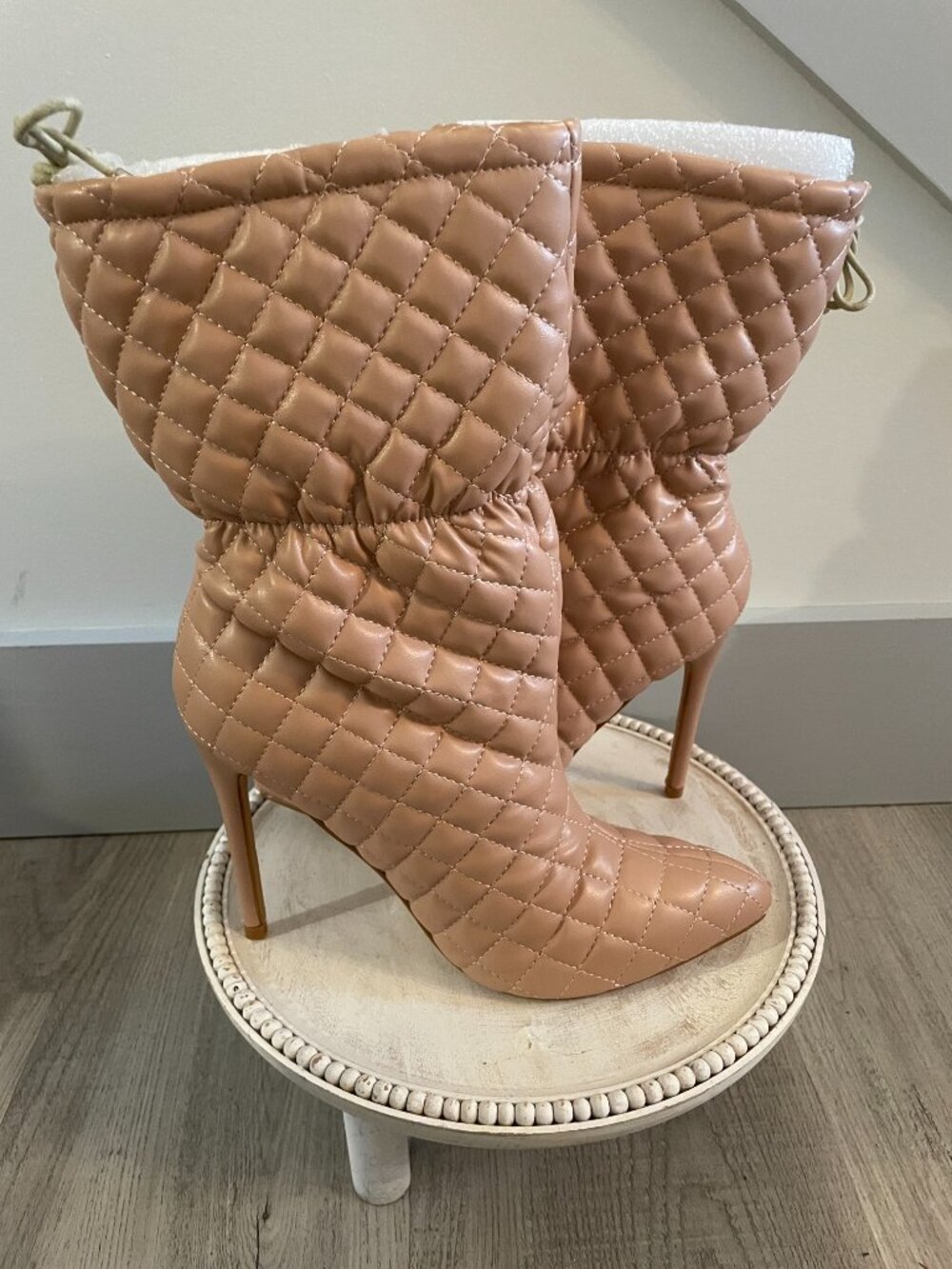 Beige Quilted Booties